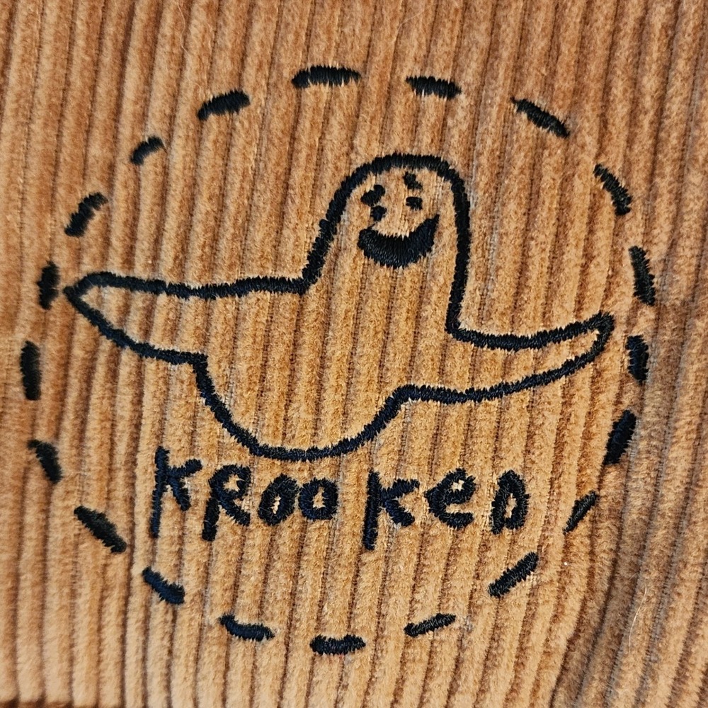 Krooked Skateboards Trinity Corduroy Puffer Vest Tan‎ Brown Shmoo Logo Sz S NWOT
